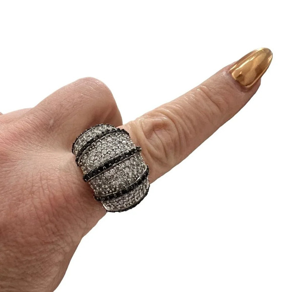 CZ Sterling Silver Dome Cocktail Ring - Picture 1 of 7